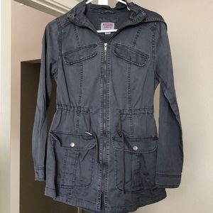 Grey Hooded Cargo/Utility Jacket